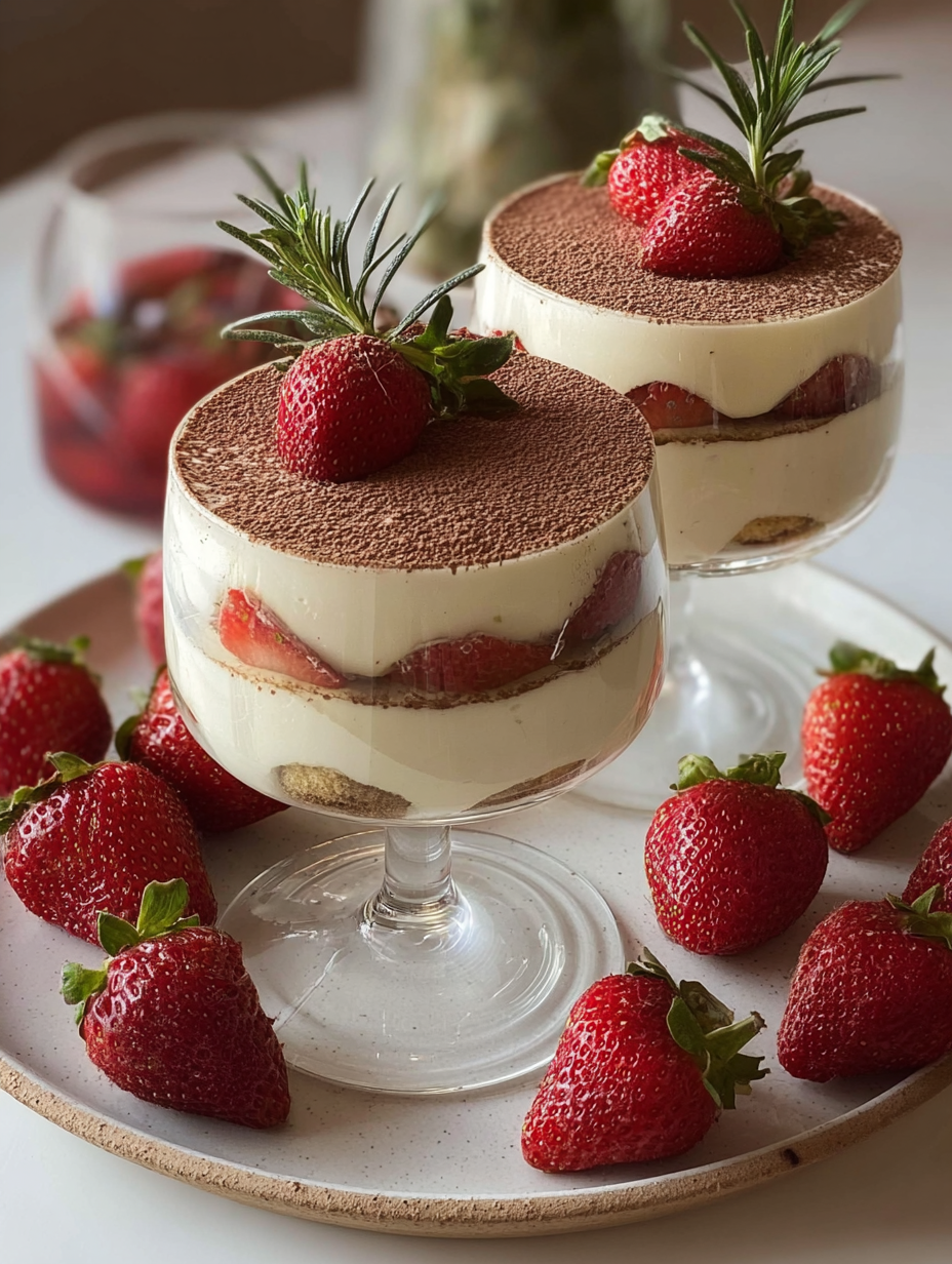 Coupes de Tiramisu à la Fraise