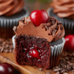 Cupcakes Forêt-Noire au Chocolat avec Cœur de Cerises