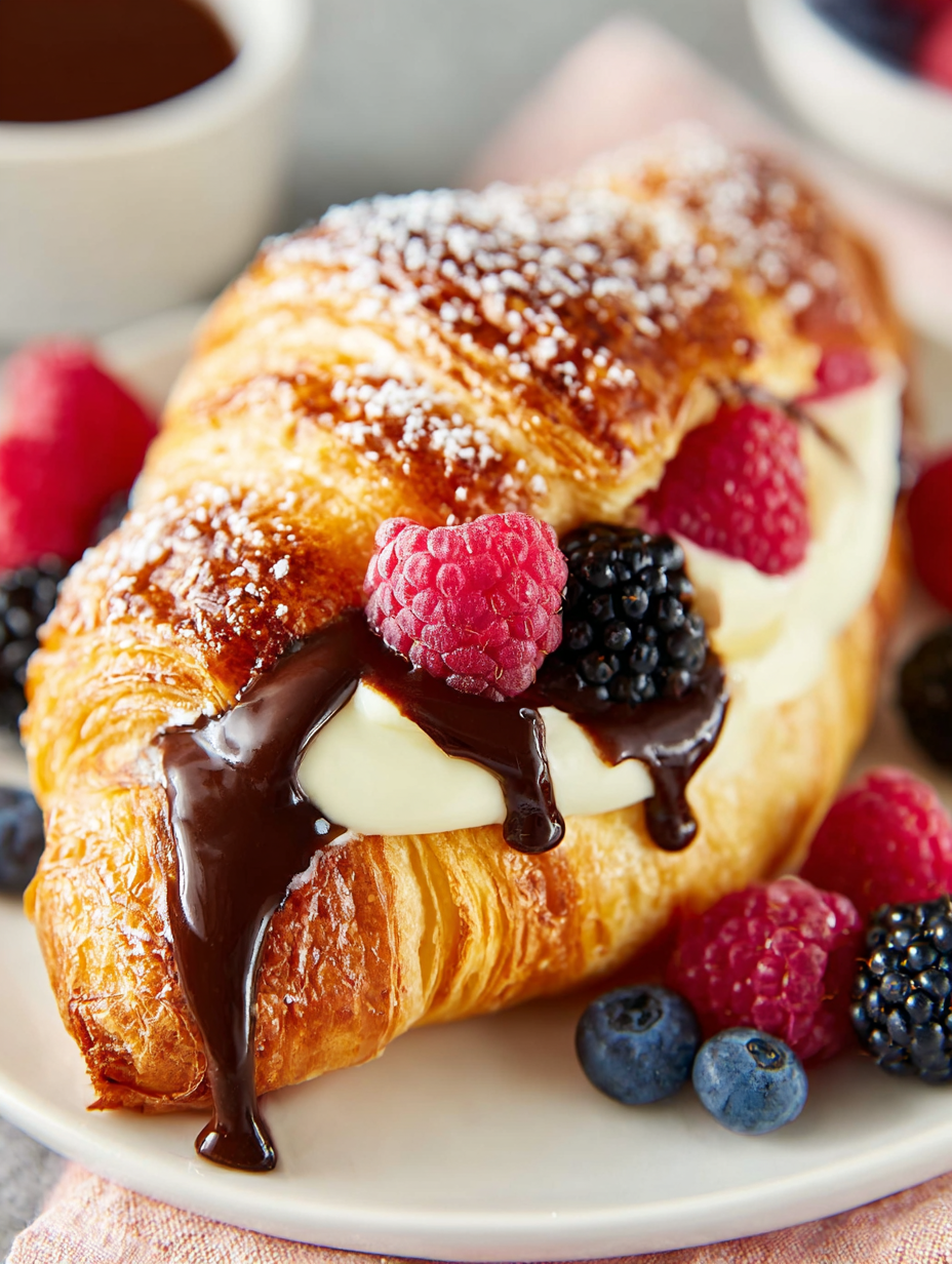 Dessert Croissant au Chocolat et aux Fruits Rouges