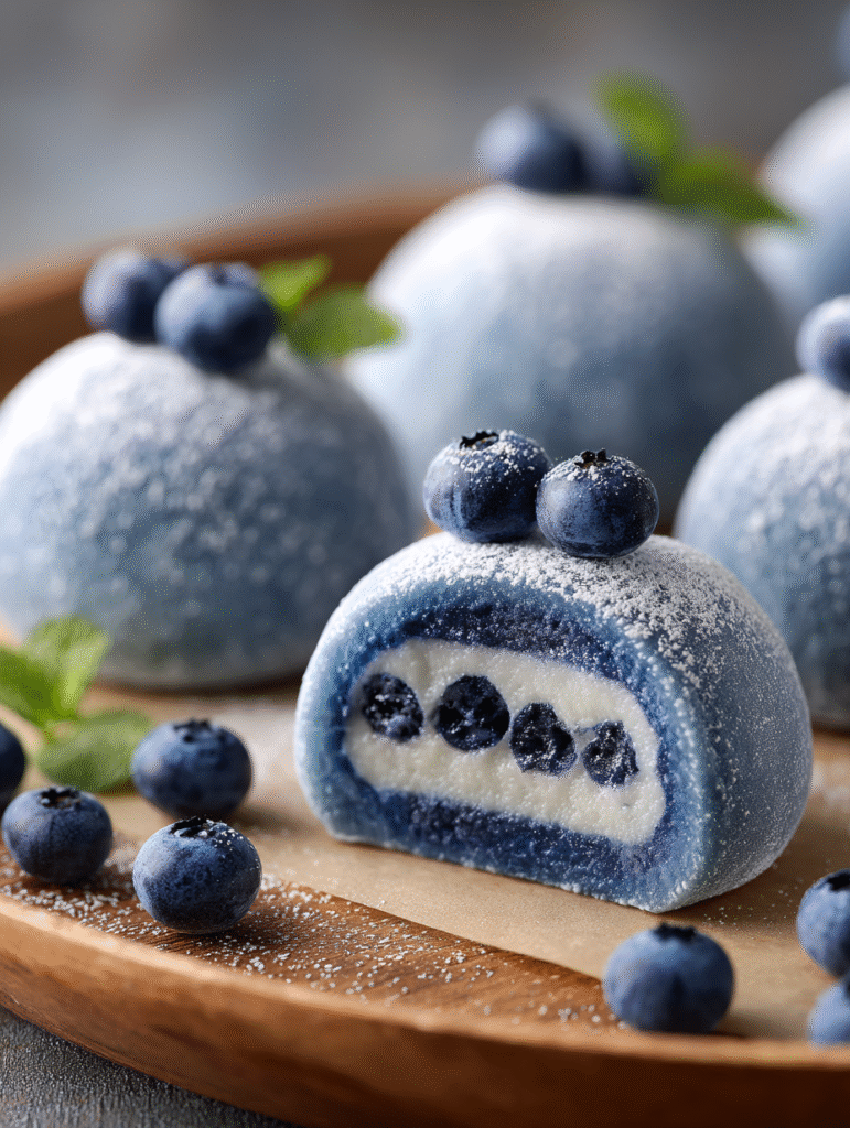 Mochi à la Crème et aux Myrtilles