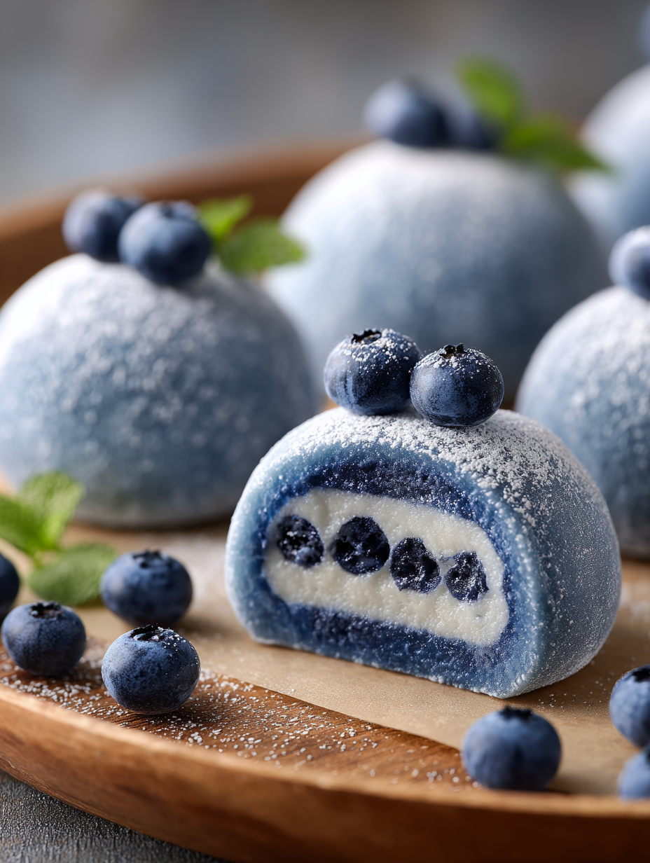 Mochi à la Crème et aux Myrtilles