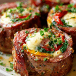 Roulés de Steak à l’Ail & au Beurre : Découvrez la recette! 6 Roulés de Steak à l’Ail & au Beurre avec Épinards et Tomates Séchées